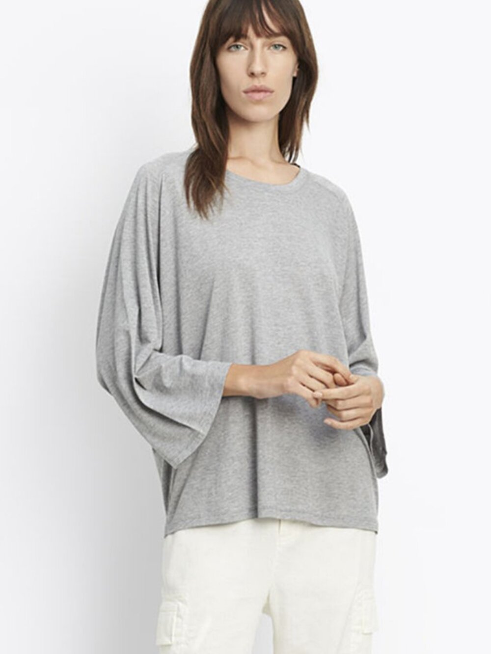 NWT $110 Vince Gray Melange Full Raglan Sleeve Jersey T-Shirt Top XS
